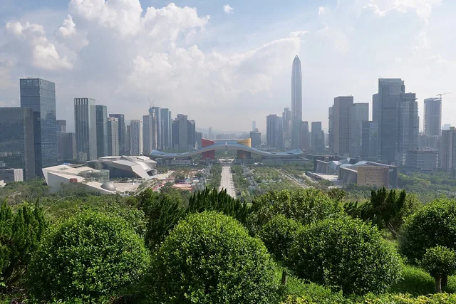 Shenzhen Civic Center seen from Lianhuashan Park