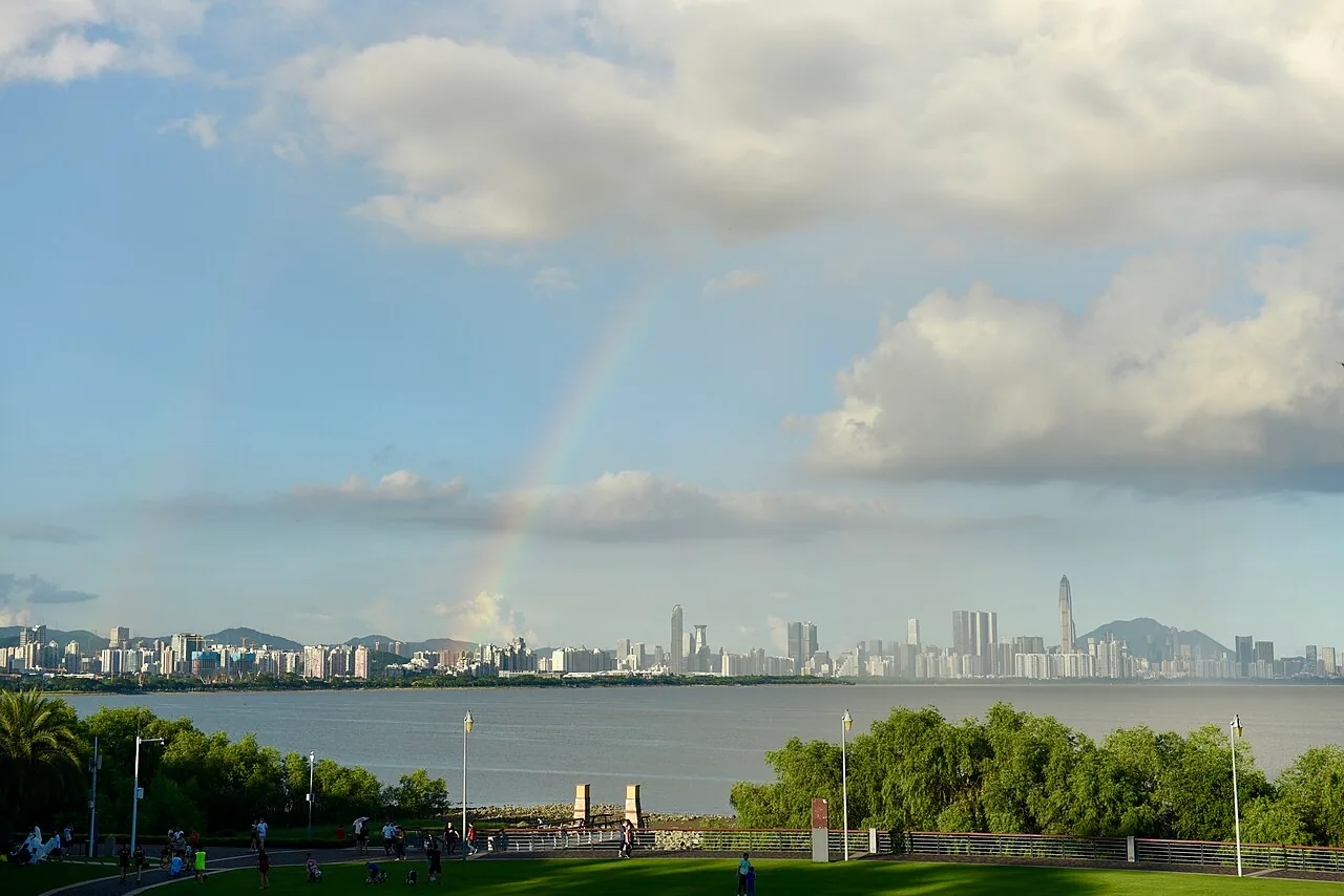 A double rainbow over Shenzhen Bay Park